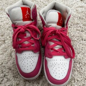 Nike Air Jordan 1 Mid Pinksicle Safety Orange GS Youth shoes 5Y
